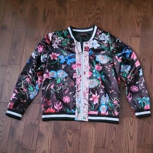 Women San Francisco Floral Bomber Full-Zip Jacket Size M